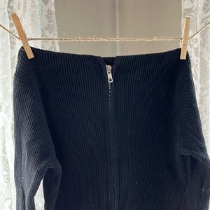 Double Zip Black Ribbed Top